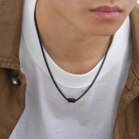 WM-P129 Black Men, Women Necklace Pendant with Chain