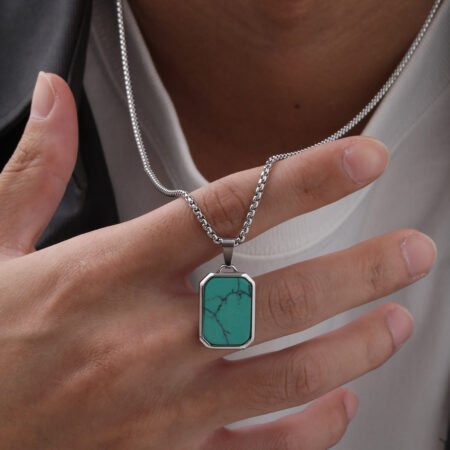 WM-P130 Turquoise Men, Women Necklace Pendant with Chain