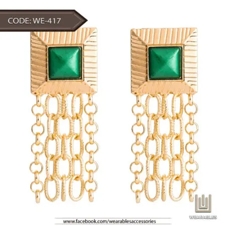 Stoned Square - Women Earrings