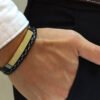 WM-B322 - Golden Genuine Leather | 316 Stainless Steel Bracelet