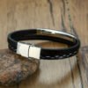 WM-B322 - Silver Genuine Leather | 316 Stainless Steel Bracelet