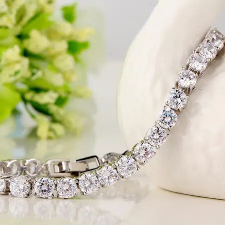 White Flecks - CZ Diamonds Women Bracelet