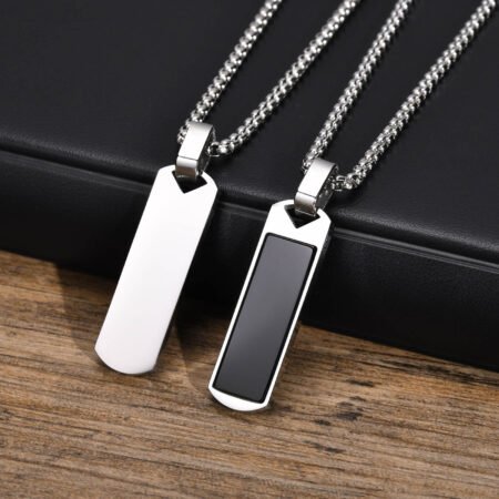WM-P105 Black Men, Women Necklace Pendant with Chain