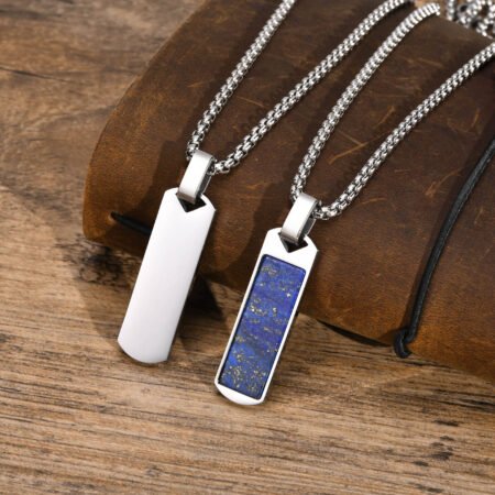 WM-P105 Blue Men, Women Necklace Pendant with Chain