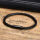 WM-B390 - Black Genuine Leather | 316 Stainless Steel Bracelet