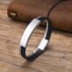 WM-B395 - Black Genuine Leather | 316 Stainless Steel Bracelet