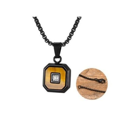 WM-P137 Black Brown Men, Women Necklace Pendant with Chain