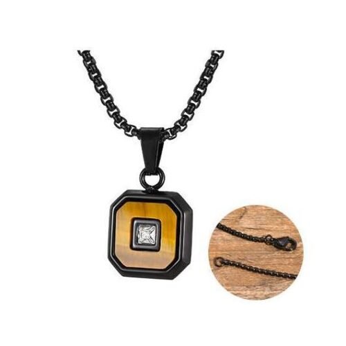 WM-P137 Black Brown Men, Women Necklace Pendant with Chain