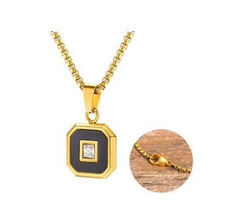 WM-P137 Golden Black Men, Women Necklace Pendant with Chain
