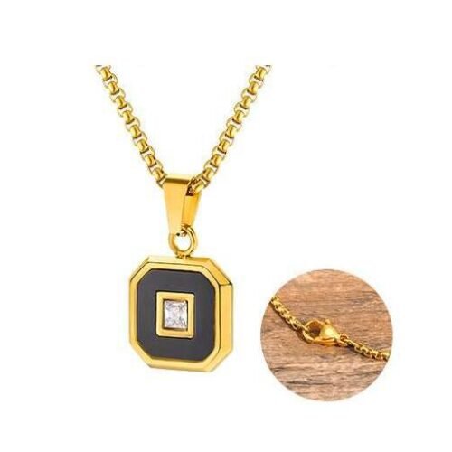 WM-P137 Golden Black Men, Women Necklace Pendant with Chain
