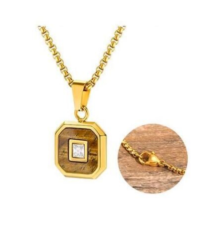 WM-P137 Golden Brown Men, Women Necklace Pendant with Chain