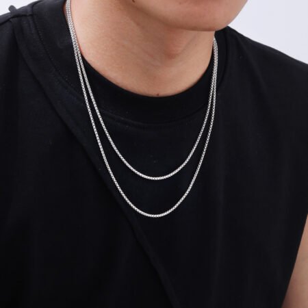 WM-C47 - Double Layer Men-Women Silver Necklace Chain