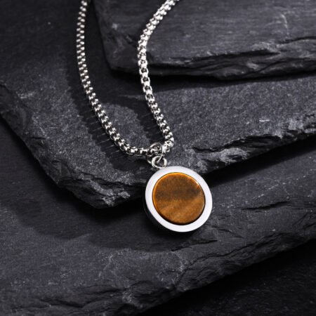 WM-P110 Tiger Eye Stone Men, Women Necklace Pendant with Chain