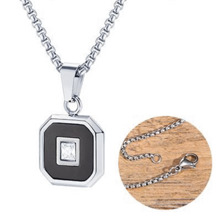 WM-P137 Silver Black Men, Women Necklace Pendant with Chain