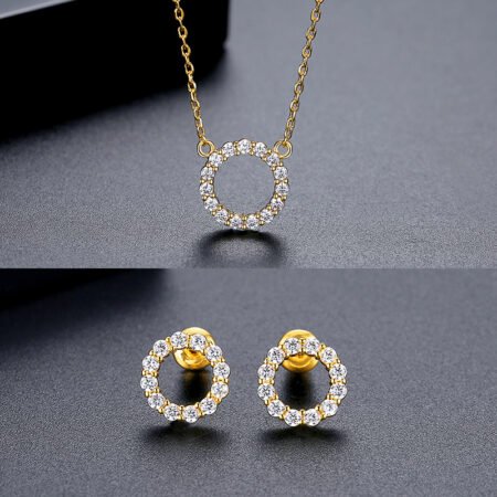 WS288- Golden Pendant and Earring Set for women