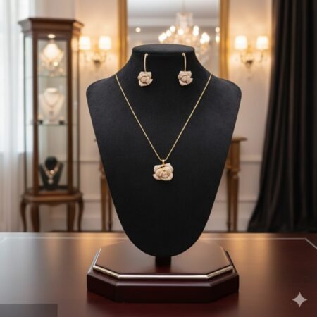 WS150- Golden Pendant and Earring Set for women