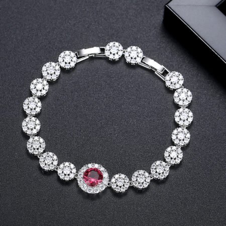 WB515- Silver Red Women Luxary Bracelet