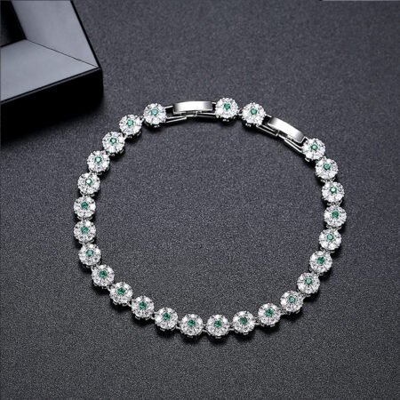 WB516- Silver Green Women Luxary Bracelet