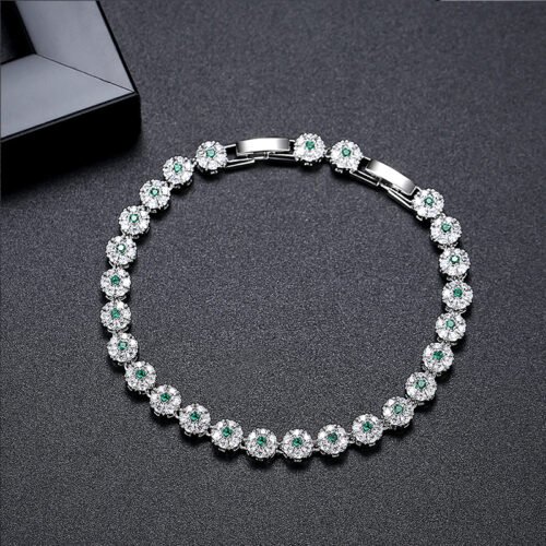 WB516- Silver Green Women Luxary Bracelet