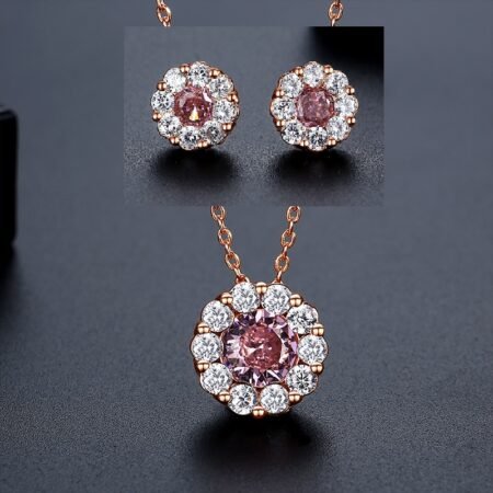 WS291- Golden Pendant and Earring Set for Women