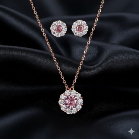 WS291- Golden Pendant and Earring Set for Women